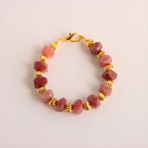 Pink Botswana Agate with 18k Gold Plated Beads